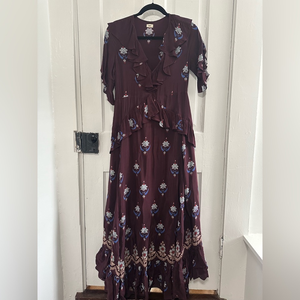 Warm NY Plum Floral Maxi Dress